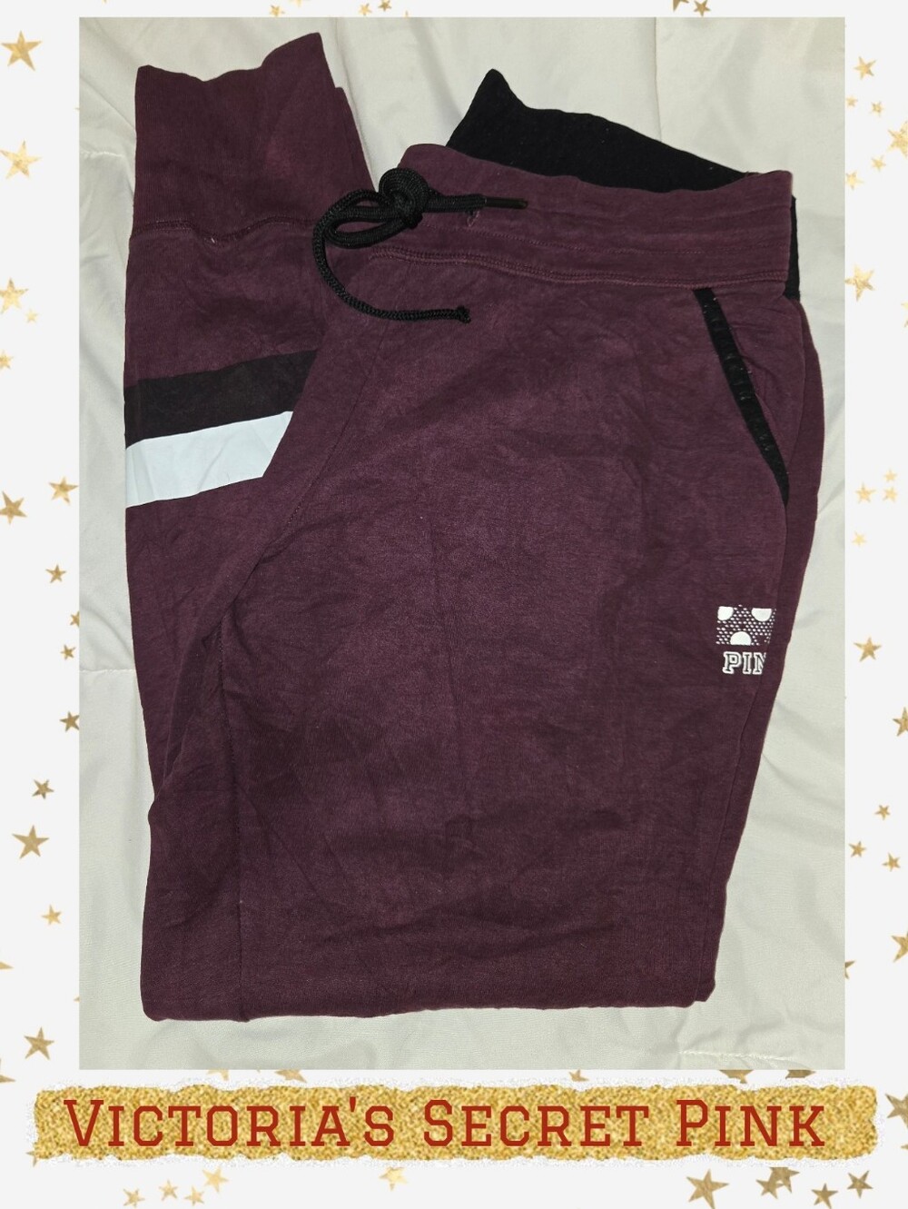 PINK Victoria's Secret Maroon Joggers Sz M